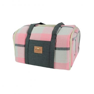 Bolsa Avi�o Flanela Xadrez Rosa 