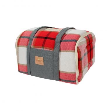 Bolsa Avi�o Flanela Xadrez Vermelho 