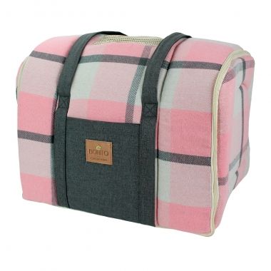 Bolsa Transporte Flanela Xadrez Rosa