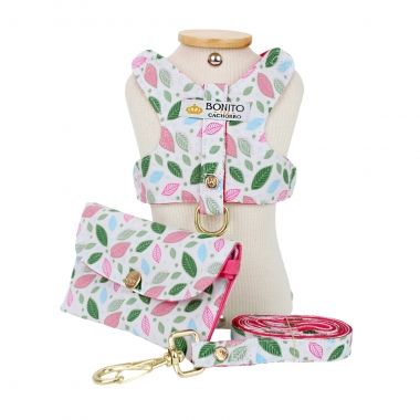 Coleira Peitoral Diversity Folhas Pink 