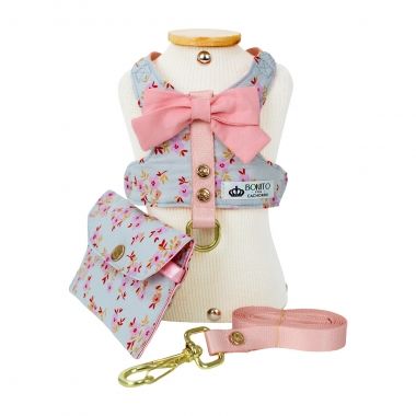 Coleira Peitoral Encanto Floral Rosa 