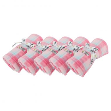 Combo 5 Cobertor Estampado Xadrez Rosa