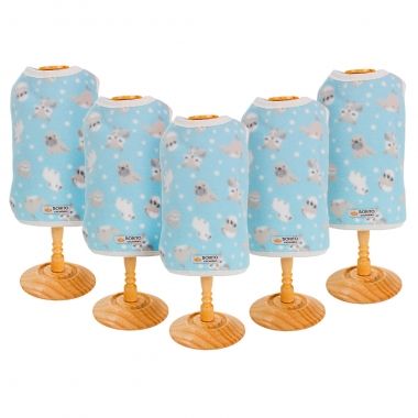 Combo 5 Casaquinhos Soft Estampado Bichinhos Azul 