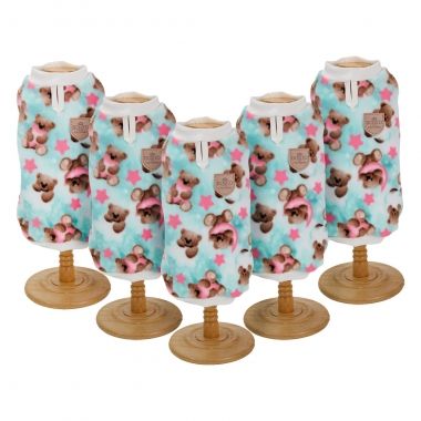 Combo 5 Casaquinhos Soft Estampado Urso Rosa