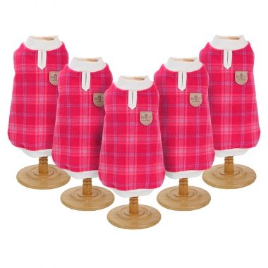 Combo 5 Casaquinhos Soft Estampado Xadrez Pink