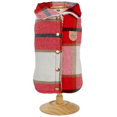 Jaqueta Flanela Bot�o Xadrez Vermelho 