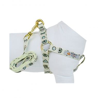 Peitoral Americano Seda Estampado Poodle Azul