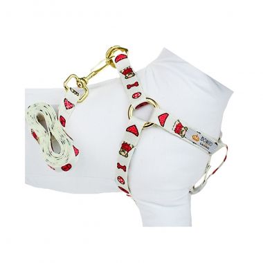 Peitoral Americano Seda Estampado Bulldog Vermelho