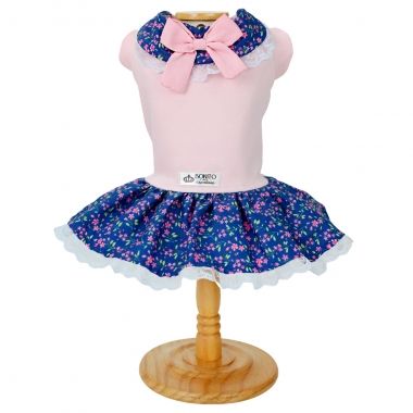 Vestido Malha Encanto Floral Marinho