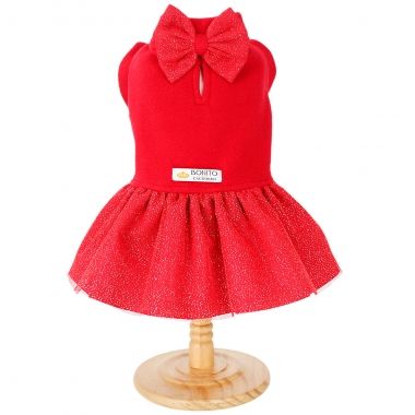 Vestido Tule Brilho Vermelho 